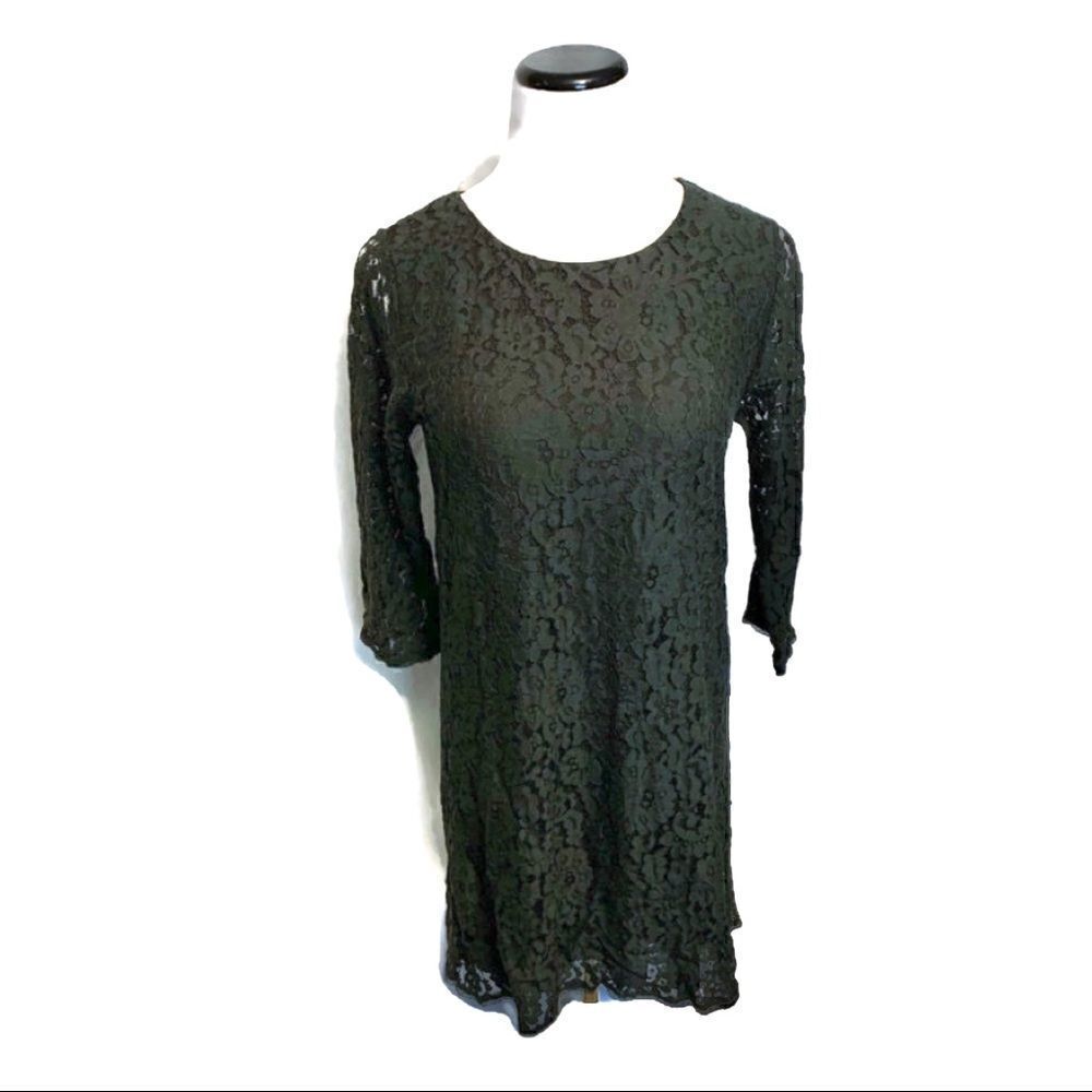 Anthropologie Everly Black Lace Shift Dress a Sz M